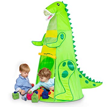 Kids Play Tents, T-REX Dinosaur Tents for Boys Pretend Play Game Props, Easy Assemble Durable Folding Tent with Carrying Bag, Best Gift to Children Age 3  (60.5" H x 31.5" W)