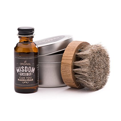 Wisdom Beard Oil with Horsehair Beard Oil Brush Set | Natural, Woodsy Scent