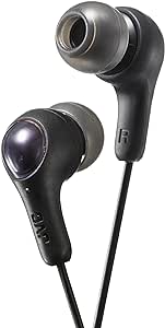 JVC Gumy in Ear Earbud Headphones with Paper Package, Powerful Sound, Comfortable and Secure Fit, Silicone Ear Pieces S/M/L - HAFX7BN (Black)