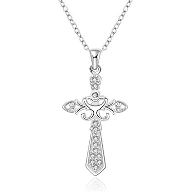 HMILDYDK Sliver cross pendant jewelery necklace