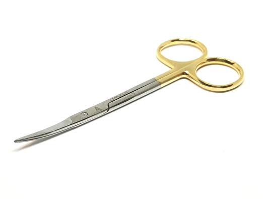 Scissors 4.5 inch curved Gold Plated handle Dental Surgical Gum Scissors BY Wise Linkers