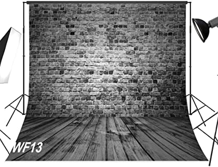 LB 8x8ft Black Brick Wall Backdrop Vinyl Vintage Wood Floor Backdrops for Photography Kids Baby Shower Birthday Party Portraits Photo Booth Studio Props