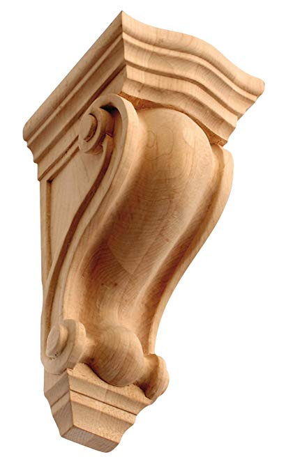 4-3/4" Hand-carved Solid Red Oak Hardwood Ornamental Corbel IWW37-XS-OAK