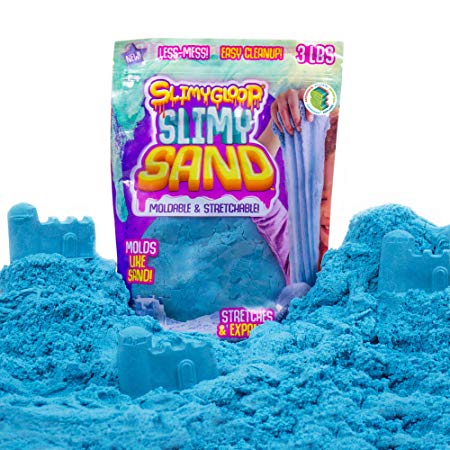 SLIMYSAND by Horizon Group USA, 3 Lbs of Stretchable, Expandable, Moldable, Non Stick, Slimy Play Sand in A Resealable Bag, Blue- A Kinetic Sensory Activity