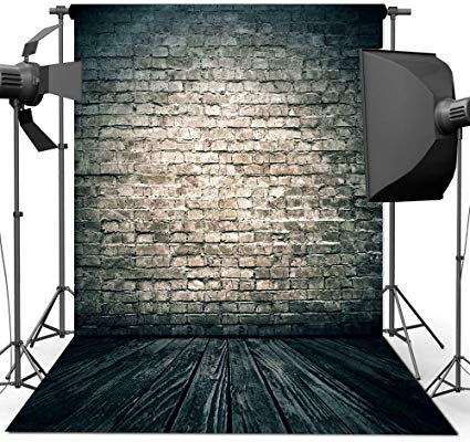 econious Photo Backdrop, 5x7ft Retro Brick Wall Wood Floor Backdrop for Photography, Resistant Fleece-Like Cloth Fabric, with Rod Pocket (Backdrop Only)