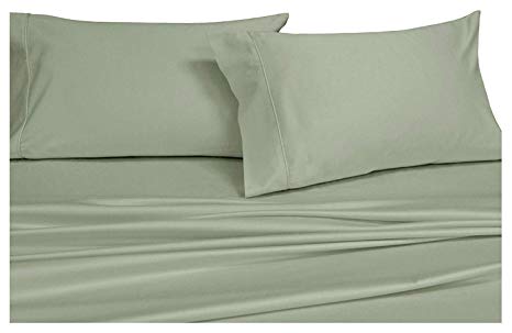 Royal's Solid Sage 1000-Thread-Count 4pc California-King Bed Sheet Set 100-Percent Cotton, Sateen Solid, Deep Pocket