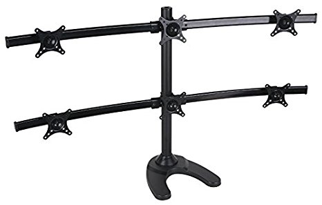 MonMount 6-Monitor Curved Hex Mount Freestanding Up to 24 Inch, Black (Curved-H-Stand-B)
