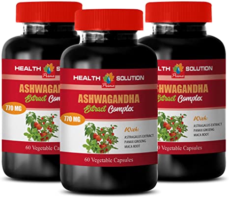 Cholesterol lowering Supplement - ASHWAGANDHA Extract Complex 770 MG - rhodiola rosea Complex - 3 Bottles 180 Vegetable Capsules