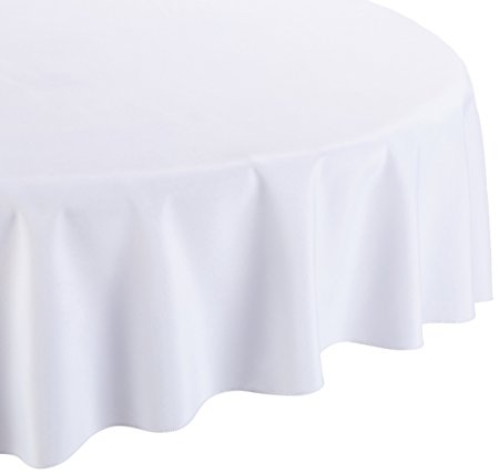 LinenTablecloth 108-Inch Round Polyester Tablecloth White