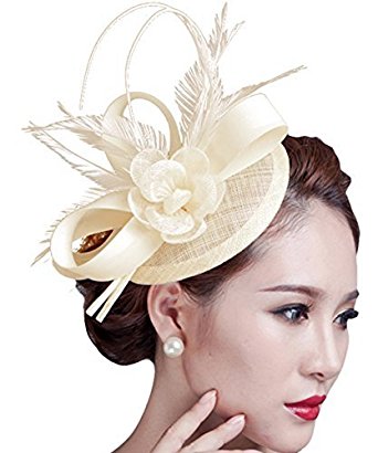 Kapmore Fascinator Hat Womens Wedding Party Pillbox Hat Flower Derby Hat