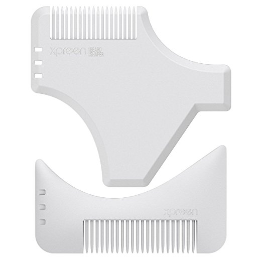 Xpreen Beard Stying Comb,2 Pieces Multi-functional Men's Beard Shaping templete Comb,Mustache Jaw Line Shapper Comb Brush Tool