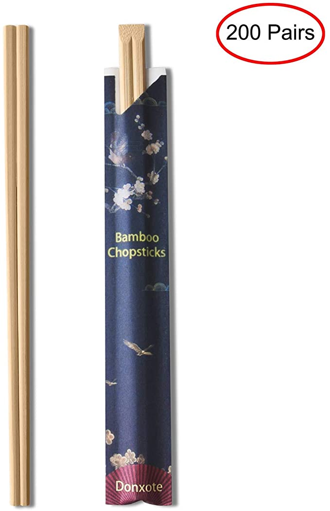 Disposable Chopsticks, 8.3 Inch Natural Bamboo Chopsticks, Sleeved and Separated - Pack of 200 Pairs