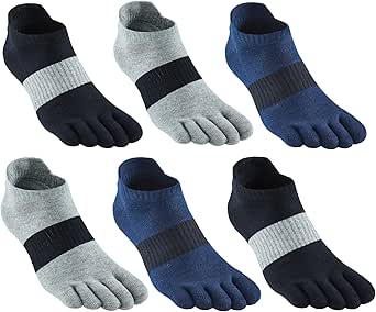 Men Cotton Low Cut Toe Socks 5 Finger No Show Mesh Wicking 3/4/6 Pack 9 Pack