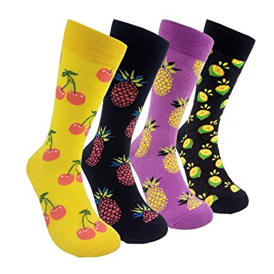 Colorful Mens Dress Socks – HSELL Argyle Patterned Fun Crew Socks 4 Pack