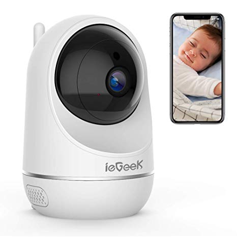 ieGeek 1080P WiFi Camera Baby Pet Monitor, Smart Wireless Indoor IP Camera with Baby Crying Detection, Motion tracking, HD Night Vision, CCTV Security Surveillance System - Cloud Service Available