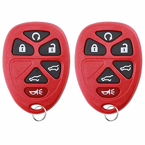 KeylessOption Keyless Entry Remote Control Car Key Fob Replacement 15913427 -Red (Pack of 2)