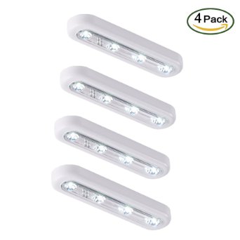 Ledinus 4 Pack 4-LED Touch Tap Push Stick-on Anywhere Light Super Bright LED Night Light for Closets, Attics, Garages, Car, Sheds, Storage Room