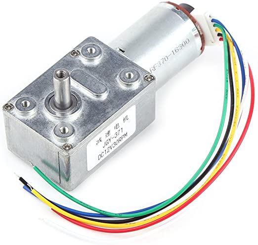 DC Worm Gear Motor 12V High Torque Reduction Gear Box with Encoder Srong Self-Locking 6mm Output Shaft(30RPM)