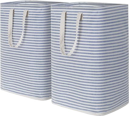 Lifewit 2 Pack Laundry Hamper Large Collapsible Laundry Baskets, Freestanding Waterproof Clothes Hamper with Easy Carry Handles in Laundry Room Bedroom Bathroom College Dorm for Adults, Blue, 2 x 75L