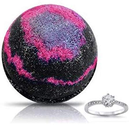 Galaxy Ring X-Large Bath Bomb by Soapie Shoppe, Ring Included, Size 5-9, Wild Blackberry Scent, Made in USA