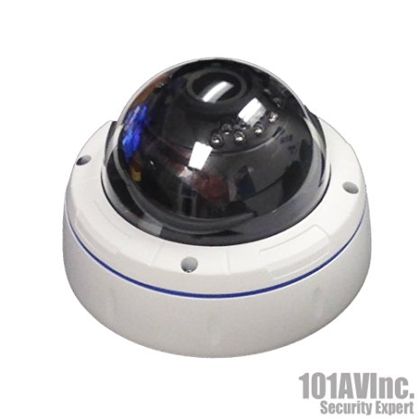 1000TVL CCTV Outdoor IR Dome Camera 1/3" SONY 1.4 Megapixel CMOS Sensor 2.8-12mm Varifocal Lens 100 feet Smart IR Range 18pcs Infrared LEDs WDR Wide Dynamic Range OSD Control Weatherproof Vandal proof Metal Housing High Resolution Color Wide Angle View Day Night Vision for CCTV DVR Home Office Surveillance Secure System Indoor Outdoor DC 12V External Focus Adjustment 3 Axis for Wall or Ceiling Mounting