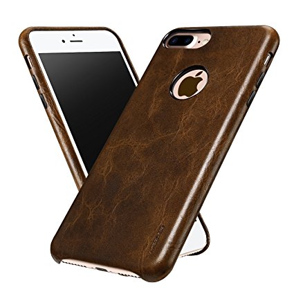 iPhone 7 Plus Case, ALYEE Ultra Thin Real Genuine Leather Protective Case Cases Covers for iPhone7 Plus 5.5 inch(Coffee)