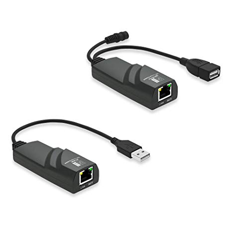VTOP USB 2.0 Over Ethernet Network Extender to RJ45/Cat5/Cat 6 Extender Repeater - Driver Free - CAT5 USB Line Single Port Extender 50M