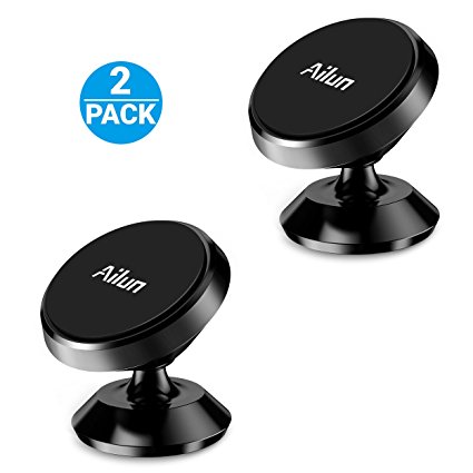 Car Mount Holder, by Aliun, [2Pack] Dashboard Mount, 360°Rotation Magnetic Phone Holder for iPhone/iPod/Samsung/LG/HTC/Nokia Smartphone,GPS,Sticks on Any Flat Surface[Black]