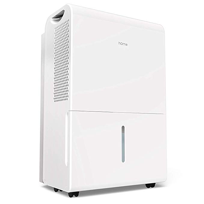 hOmeLabs 2500 Sq Ft Dehumidifier 50 Pint Energy Star Safe Mid Size Portable Dehumidifier for Basements & Large Rooms with Fan Wheels and Drain Hose Outlet to Remove Odor & Allergens