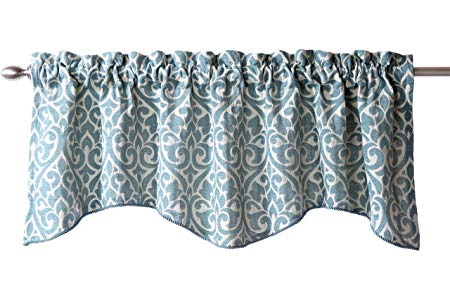 Stylemaster Twill and Birch Bryce Chenille Scalloped Valance with Cording, 55 by 17-Inch, Sea Breeze