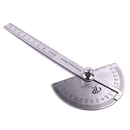 Atoplee Stainless 0-180° Round Head Protractor - Angle Finder Craftsman Ruler Machinist Tool
