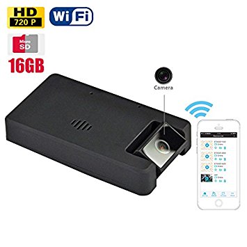 16GB Mini WiFi Hidden Spy Camera 720P DVR Security Wireless WiFi Camcorder with Push Alarm Support IOS Android Smartphone APP Remote Sureillance Battery Operating Spy Camera