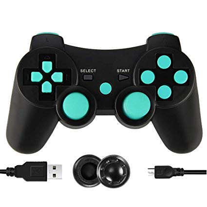 PS3 Controller Wireless, Six Axies Dual Vibration PS3 Game Gamepad Controller with Charge Cable for Playstation 3