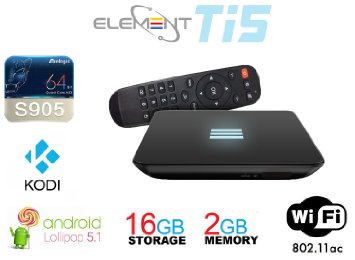 Element Ti5 Quad Core Android TV Box Newest Model S905 Chipset Kodi Android 5.1 4K Ultra HD AC Wireless Streaming Media Player