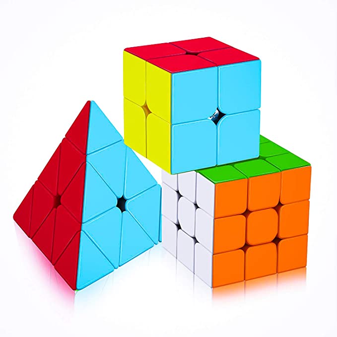 D ETERNAL Cube Combo of 2X2 3x3 and Pyraminx Pyramid Triangle High Speed Stickerless Cube