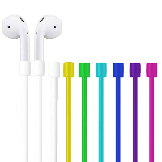 7PCS Colorful AirPods Straps Accessory - Assorted Strings, Soft Anti-Lost Sport AirPods Tether Lanyard, Running Silicone Wire Cable Connector, Silica Gel Neck Rope Cord