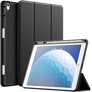 JETech Custodia per iPad Air 3 (10,5 Pollici 2019, 3 Generazione) e iPad Pro 10,5 con Portapenne, Cover Tablet Sottile con Retro in Morbido TPU con Auto Svegliati/Sonno (Nero)