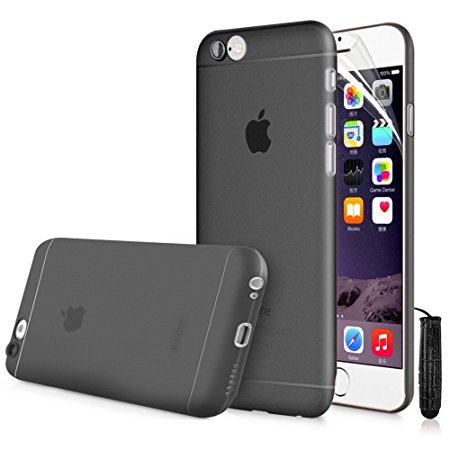 Shelfone ® - WORLD'S THINNEST Premium High Quality And Stylish Protective Ultra Thin 0.3 MM Slim Case Cover For NEW APPLE IPHONE 6 6S 4.7-inch   Includes FREE STYLUS   FREE SCREEN PROTECTOR (APPLE IPHONE 6 6S 4.7-inch, BLACK MATTE/FROST)