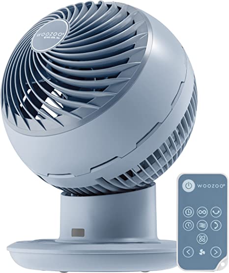 IRIS USA Oscillating Fan, Vortex Fan, DC Motor Quiet and Eco Friendly, 8-in-1 Fan w/ Remote/ Timer/ Multi Oscillation/ 10 Speed Settings, 89ft Max Air Distance, Medium, Steel Blue