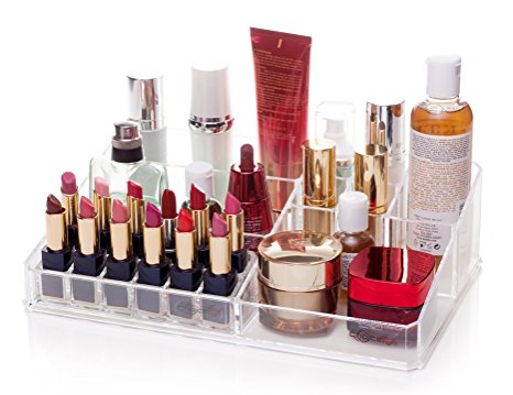 Large Hierarchy Acrylic Makeup Holder Cosmetic Organizer with Lipstick Tray Choice Fun Transparent QFJJSN-NSF-1302B