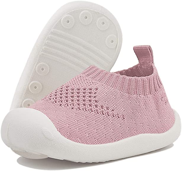 DEBAIJIA Baby First-Walking Shoes 1-4 Years Kid Shoes Trainers Toddler Infant Boys Girls Soft Sole Non Slip Cotton Canvas Mesh Breathable Lightweight TPR Material Slip-on Sneakers Outdoor