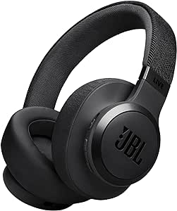 JBL Live 770NC - Wireless Over-Ear Headphones with True Adaptive Noise Cancelling with Smart Ambient, Up to 65 Hours of Battery Life, Comfort-fit Fabric Headband & Carrying Pouch (Black)