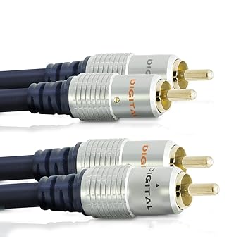 CableMountain RCA Cables 3.3FT - Gold Plated 2-Male to 2-Male RCA Audio Cable | RCA Cable for Subwoofer, Amplifier, Turntable, TV, Home Theater, Speakers and HiFi Systems