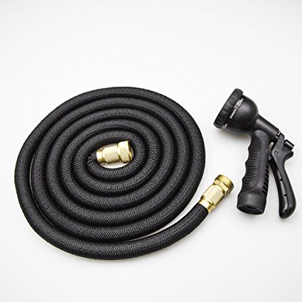 OROROW 50ft Expanding Garden Hose with Triple Latex Core Brass interface Solid Brass Connector, 8 Functions Sprayer Hose Nozzle, Lightweight & Durable, No Twist & Kink - for all Watering Needs(black)