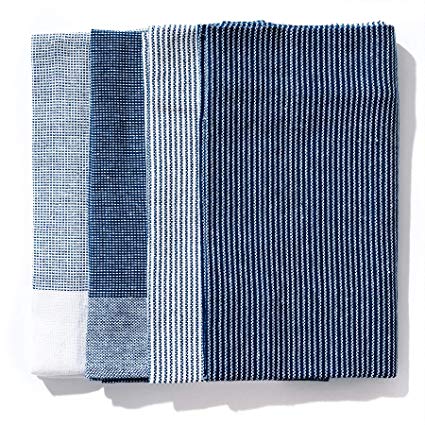 Caldo Kitchen Dish Towel, Set of 4, 100% Cotton, 28 in x 20 in (Navy)