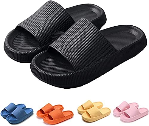 Rosyclo Pillow Slippers for Women and Men Non-Slip Shower Slides Bathroom Quick Drying Sandals , Summer Platform Super Light Open Toe Beach Sandals