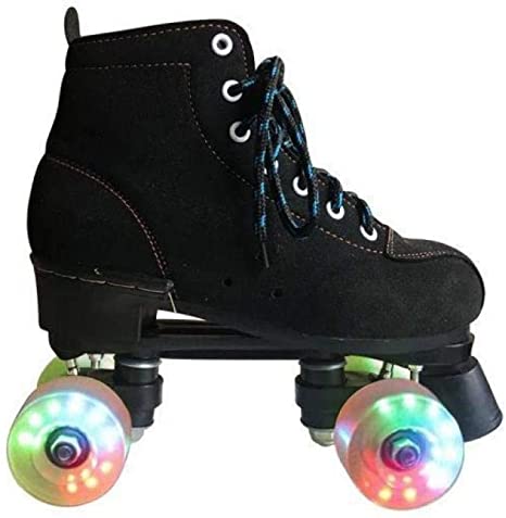 DUBUK Roller Skates, High-top Roller Skates Four Wheels Double Row Roller Skates Shiny Roller Skates Adult and Youth, Indoor and Outdoor