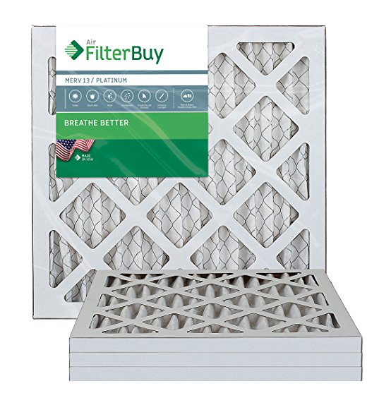 10x10x1 AFB Platinum MERV 13 Pleated AC Furnace Air Filter. Pack of 4 Filters. 100% produced in the USA.