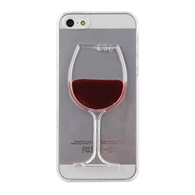 EVERMARKET(TM) Purple Innovative Wine Beer Glass Transparent Protective TPU Rubber Soft Case Cover and 1 Clear Screen Protector for Apple iPhone 5 5S