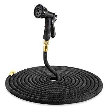 50ft Garden Hose - All New Expandable Water Hose with Double Latex Core, 3/4" Solid Brass Fittings, Extra Strength Fabric - Flexible Expanding Hose with Storage Bag for Easy Carry